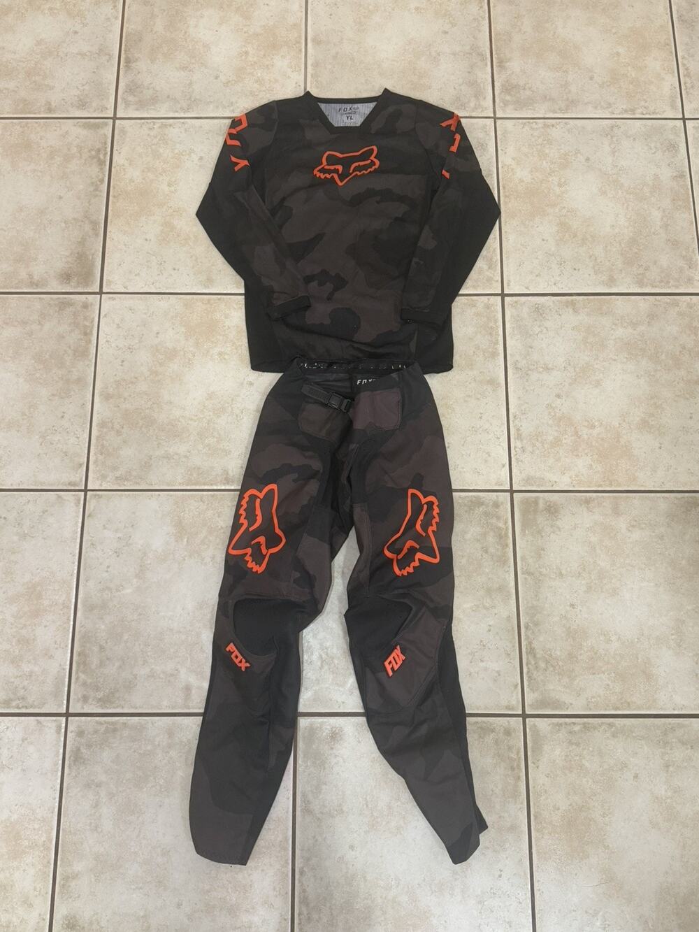 Fox Racing Youth 180 Trev Gear Set Camo Orange Motocross Jersey YL & Pants 28Y